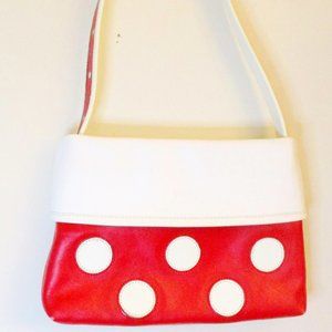 Vtg. Leon Yamamoto Red and White Handbag / Satchel, Leather, Polka Dots, Mexico